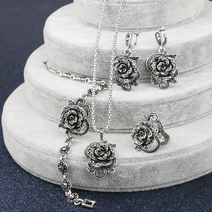 Élégant Ensemble en Argent avec Zircon