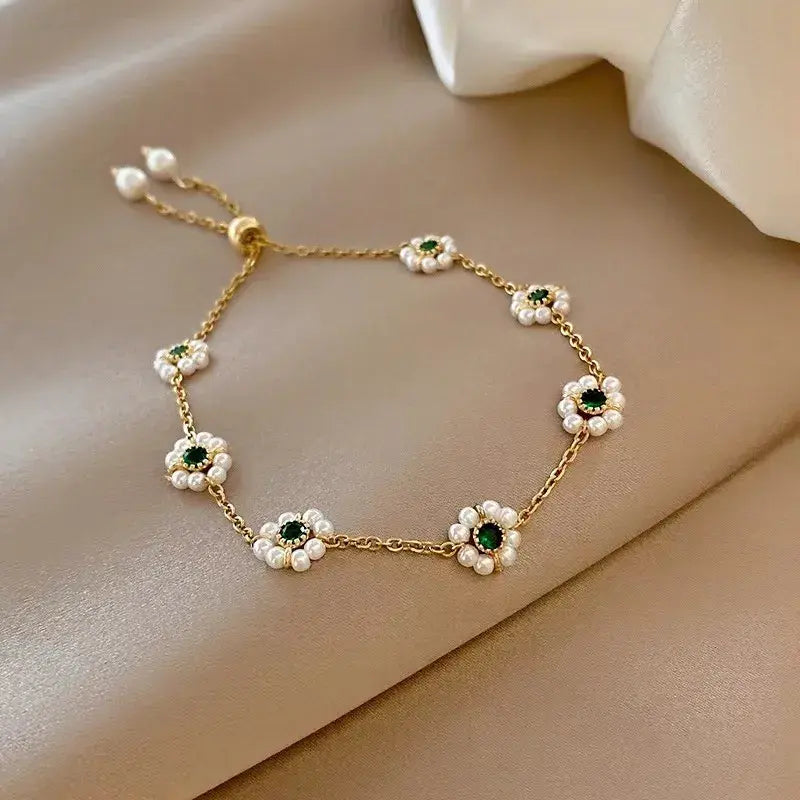 Bracelet Élégant avec Cristaux Verts