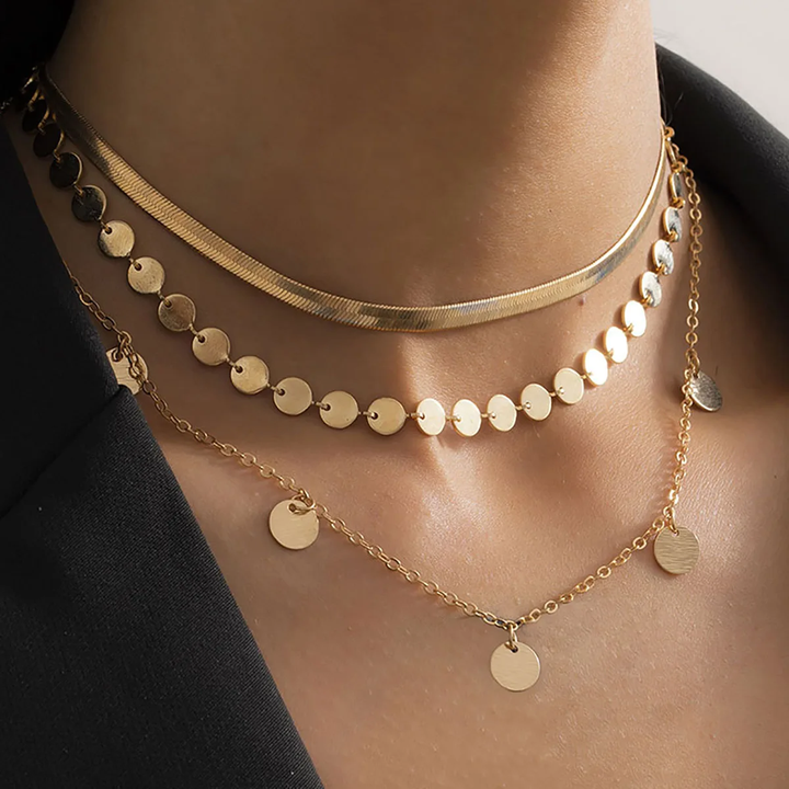 Collier avec Plaques Dorées Vintage