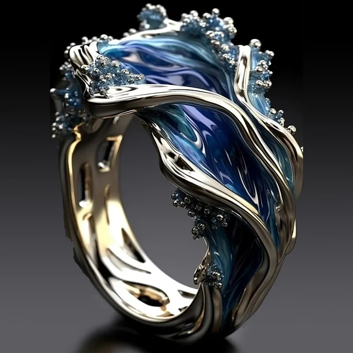 Bague Vintage Dorée Océan Ondulé