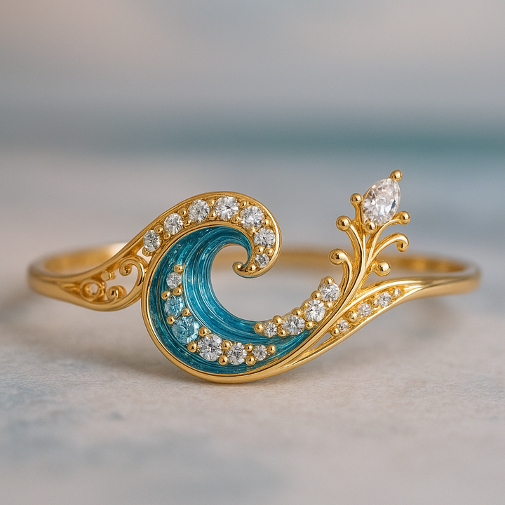 Bague "Vague de l'Océan" avec Cristal Brillant