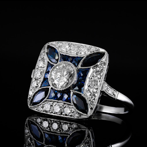 Bague Brillante avec Zirconium Bleu-Foncé