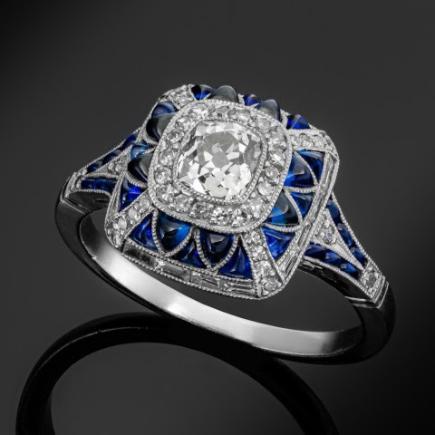 Bague Carrée Bleue Brillante