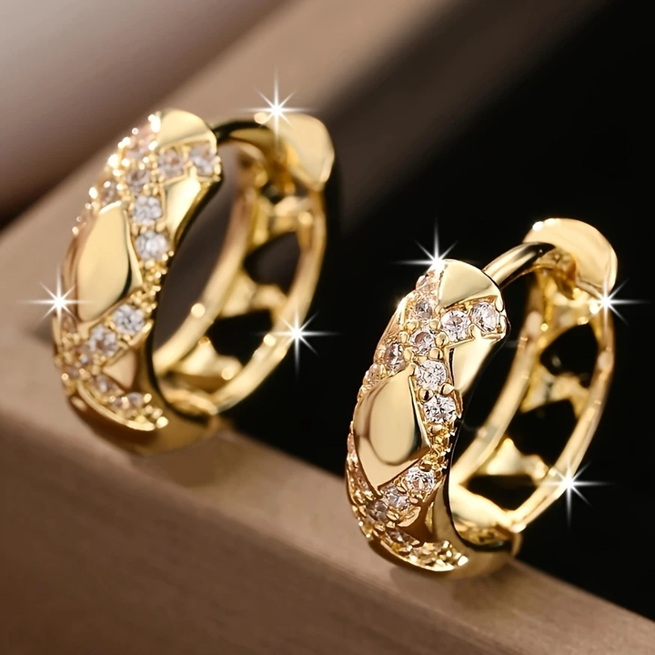 Boucles d'Oreilles en Aro Doré Découpé avec Éclat
