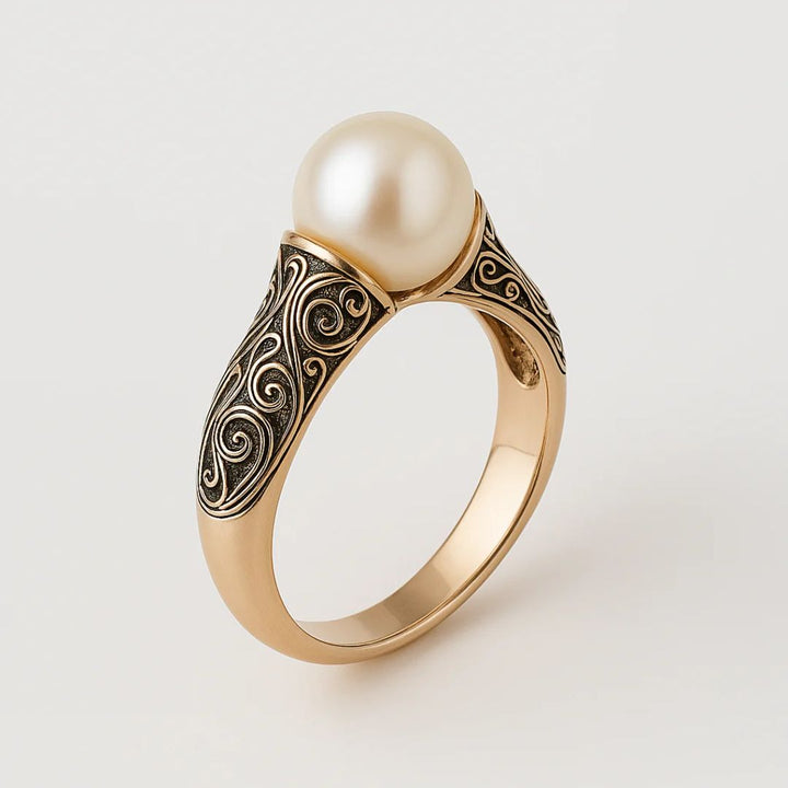 Bague Vintage en Perle Dorée