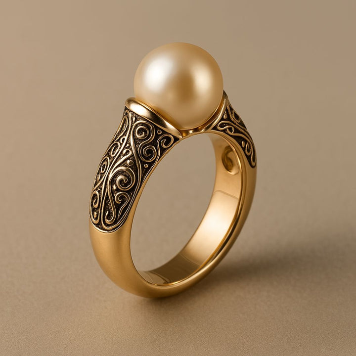 Bague Vintage en Perle Dorée